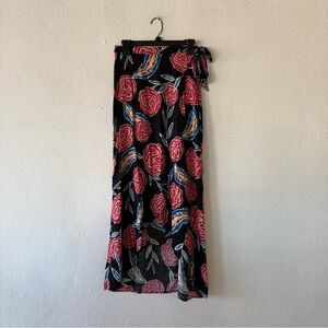 Roxy Boho Floral Wrap Maxi Skirt Women’s‎ Size M Tie Waist Hippie Festival